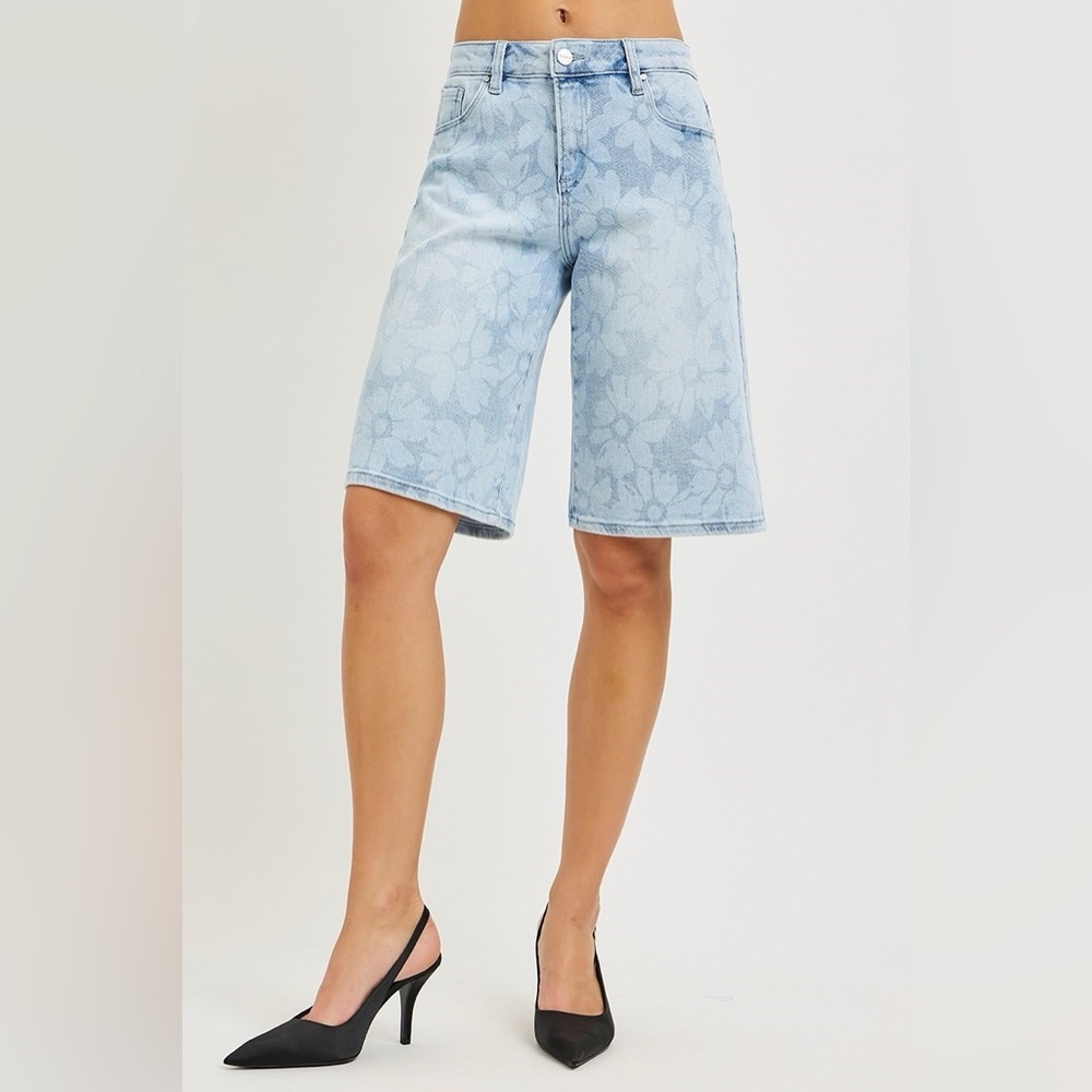 Floral Print Wide Leg Bermuda Shorts - Risen - Picture 3 of 6